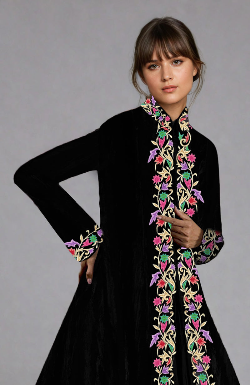 Blooms of Love Parsi Gara Embroidered Silk Velvet Jacket Set