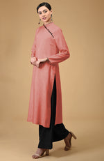 Terracotta-Black Mandarin Collared Kurta Set