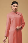 Terracotta-Black Mandarin Collared Kurta Set