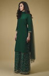 Emerald Green Beads Zardozi Hand Embroidered Sharara Suit