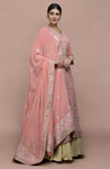 Peach Lucknowi Chikankari and Gota Patti Hand Embroidered Anarkali Set