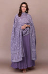 Mulled Grape Lucknowi Chikankari Hand Embroidered Pure Georgette Dupatta