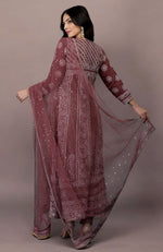 Wine Lucknowi Chikankari Hand Embroidered Anarkali Sets