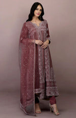 Wine Lucknowi Chikankari Hand Embroidered Anarkali Sets