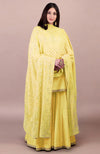 Sunglow Yellow  Chikankari And Kamdani Hand Embroidered Pure Georgette Dupatta