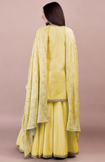 Sunglow Yellow  Chikankari And Kamdani Hand Embroidered Pure Georgette Dupatta