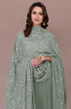 Desert Sage Chikankari And Kamdani Hand Embroidered Pure Georgette Dupatta