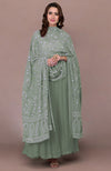 Desert Sage Chikankari And Kamdani Hand Embroidered Pure Georgette Dupatta