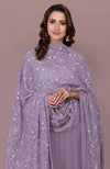 Elderberry Chikankari And Kamdani Hand Embroidered Pure Georgette Dupatta