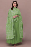 Paradise Green Chikankari And Kamdani Hand Embroidered Pure Georgette Dupatta