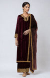 Maroon Kashmiri Tilla Aari Embroidered Palazzo Set