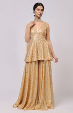 Gold Sequin Embroidered Sharara Set