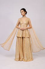 Gold Sequin Embroidered Sharara Set