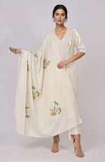 Ivory Parsi Gara Embroidered Shawl