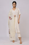 Ivory Parsi Gara Embroidered Shawl