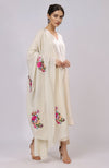 Ivory Parsi Gara Embroidered Shawl