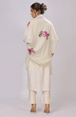 Ivory Parsi Gara Embroidered Shawl