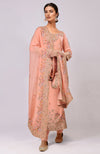 Salmon Marori and Resham Hand Embroidered  Kurta  Set