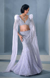 NAIRA Lilac Crystal Hand Embroidered Mermaid Lehenga Set with Feather Deatil