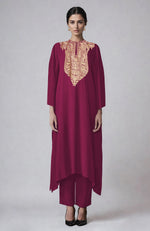 Sangria Kashmiri Tilla Aari Embroidered Kaftan set