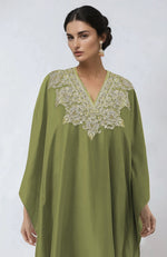 Bog Green Kashmiri Tilla & Zardozi Embroidered Kaftan Set