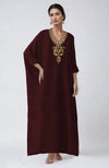 Wine Kashmiri Tilla Aari Embroidered Kaftan