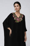 Black Floral Embroidered Kaftan