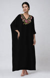 Black Floral Embroidered Kaftan