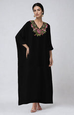 Black Floral Embroidered Kaftan