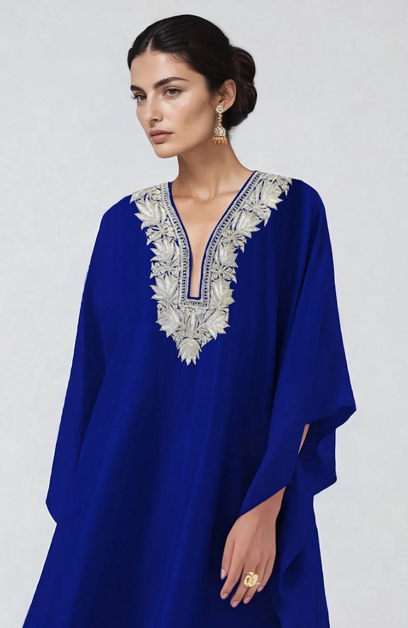 Royal Blue  Kashmiri Tilla Embroidered Kaftan