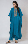 Seaport Blue Kashmiri Kashidakari Embroidered Kaftan set