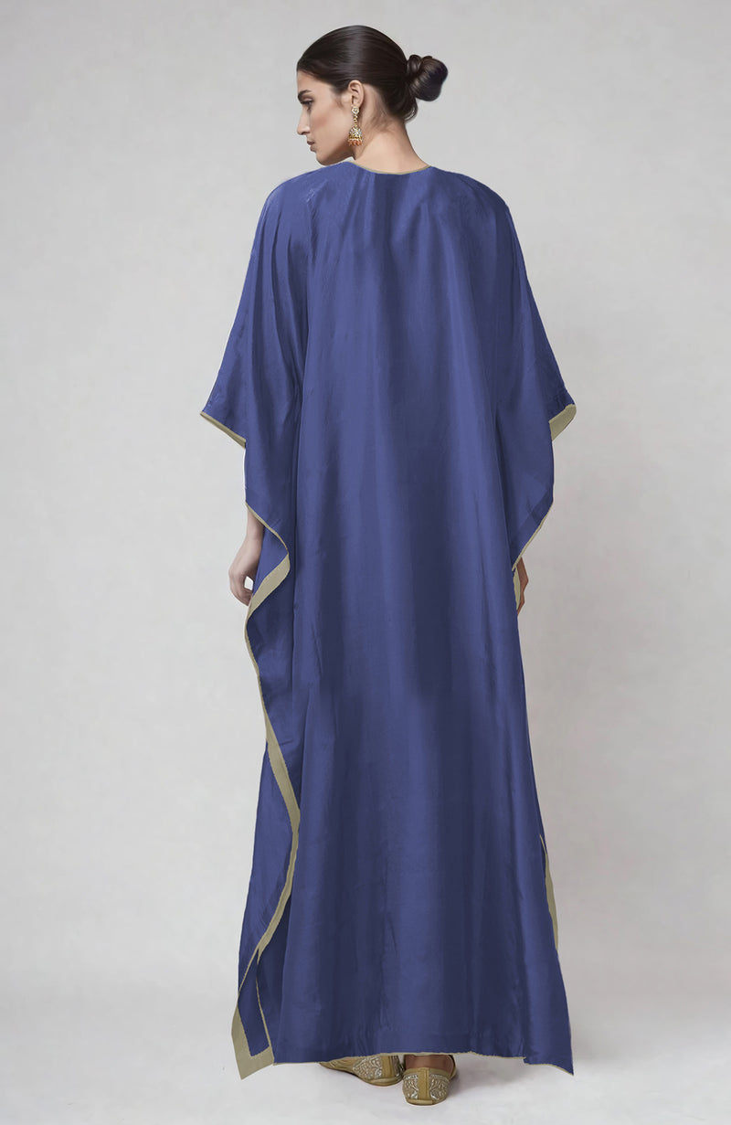 Iris Blue Kashmiri Tilla Embroidered Kaftan