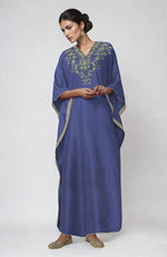 Iris Blue Kashmiri Tilla Embroidered Kaftan