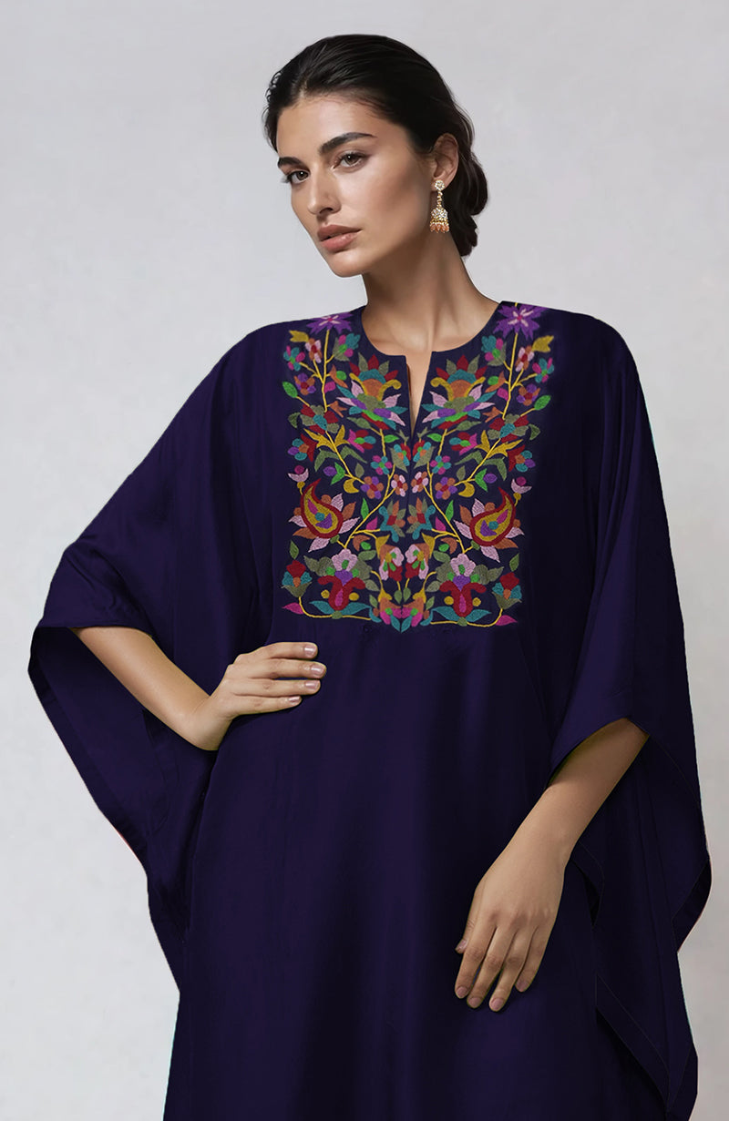 Eclipse Blue Kani Art Embroidered Kaftan