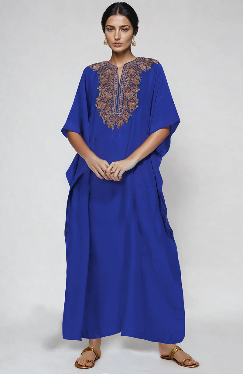 Royal Blue Kashmiri Tilla Embroidered Kaftan