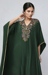 Bottle Green Marori & Resham Embroidered Kaftan