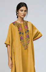 Calendula Yellow Parsi Gara Embroidered Kaftan Set