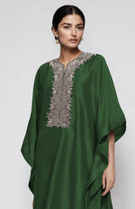 Emerald Green Kashmiri Tilla Embroidered Kaftan