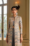 Taupe Grey Beads and Sequin Embroidered Jacket set