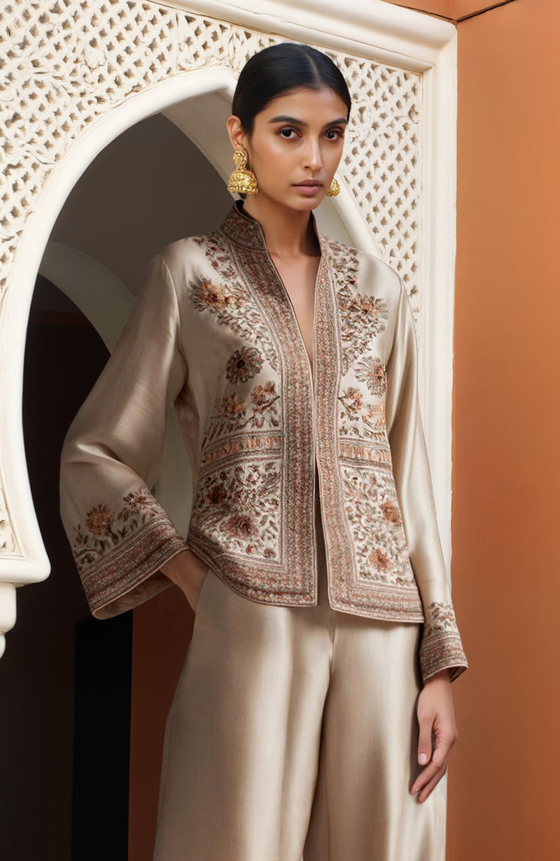 Kashmir Kashidakari Jamawar Embroidered Jacket Set