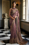 Deep Mauve -Gold Embroidered Saree set