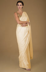 Beige Timeless Pure Pashmina Cashmere Saree With Blouse