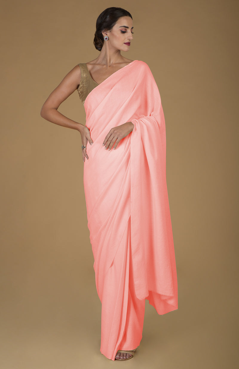 Blush Timeless Pure Pashmina Cashmere Saree With Blouse