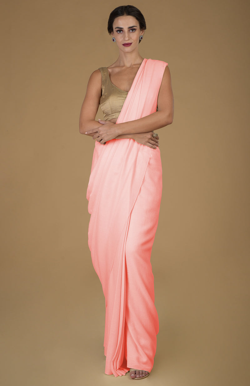 Blush Timeless Pure Pashmina Cashmere Saree With Blouse