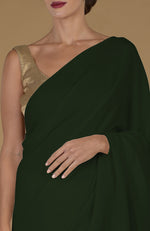 Bottle Green Timeless Pure Pashmina Cashmere Saree With Blouse