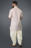 Baby Pink Embroidered Linen Kurta Set