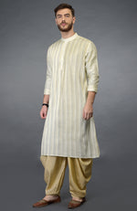 Cream Pintuck Pure Silk Kurta Set