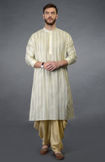 Cream Pintuck Pure Silk Kurta Set