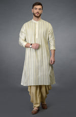 Cream Pintuck Pure Silk Kurta Set