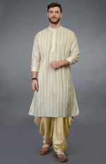 Cream Pintuck Pure Silk Kurta Set